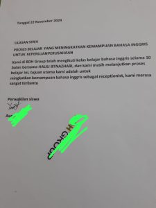 Surat Keterangan Review diatas Kertas, berstempel, mengajar karyawan dari perusahaan